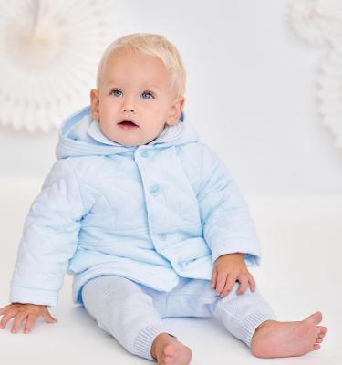 Picture of Sarah Louise Boys Quilted Coat with Detachable Hood - Pale Blue