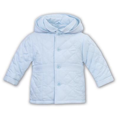 Picture of Sarah Louise Boys Quilted Coat with Detachable Hood - Pale Blue