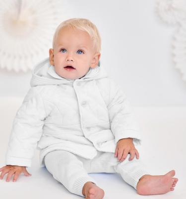 Picture of Sarah Louise Boys Quilted Coat with Detachable Hood - White