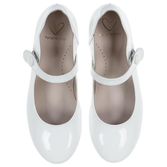 Picture of Panache Girls Scallop Pump - White Patent