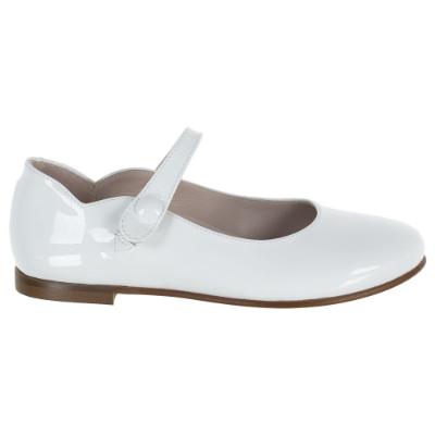 Picture of Panache Girls Scallop Pump - White Patent