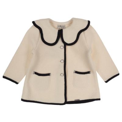 Picture of Marae Girls Wool Coat With Scallop Collar - Ivory Navy