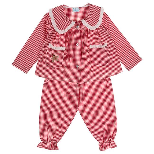 Picture of Salero Girls Gingerbread Man Pocket Gingham Pyjamas - Red White