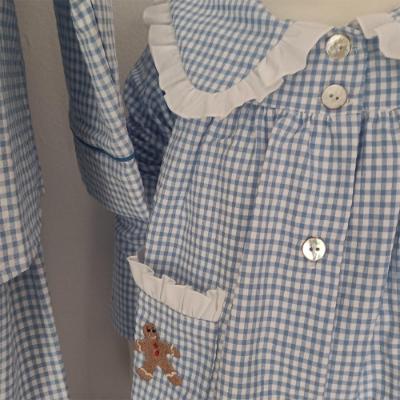 Picture of Salero Girls Gingerbread Man Pocket Gingham Pyjamas - Blue White