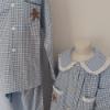 Picture of Salero Girls Gingerbread Man Pocket Gingham Pyjamas - Blue White