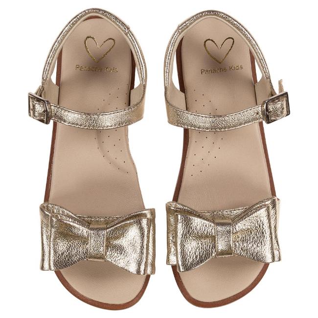 Picture of Panache Gia Double Bow Sandal - Metalic Gold Leather