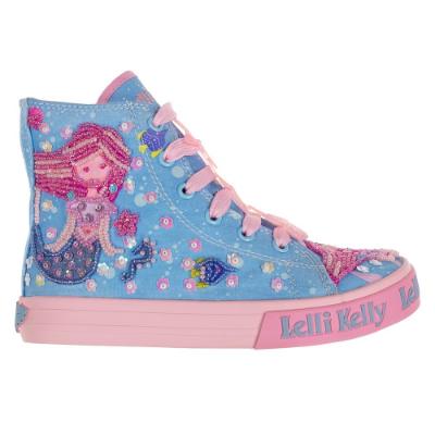 Picture of Lelli Kelly Ingrid Mermaid Mid Canvas Boot With Inside Zip - Rosa