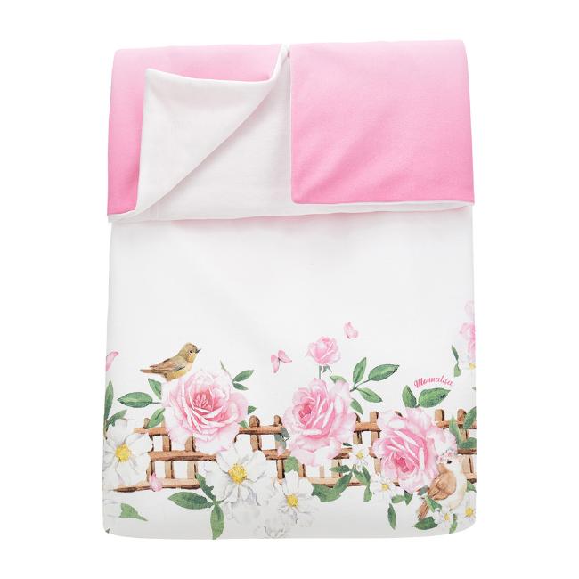 Picture of Monnalisa Bebe Girls Rose & Bird Blanket - White Pink