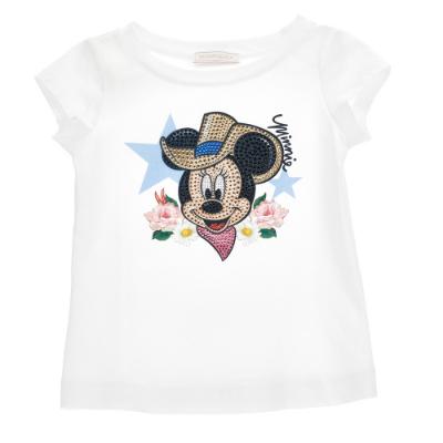 Picture of Monnalisa Girls Minnie Mouse Crystal T-shirt - White