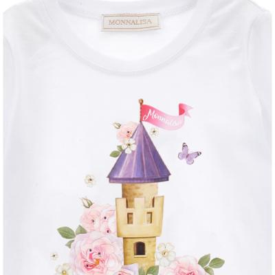 Picture of Monnalisa Girls Rapunzel Tower T-shirt - White