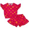 Picture of  A Dee Melissa Love Hearts  Block Heart Print Frill Shorts Set - Hot Pink
