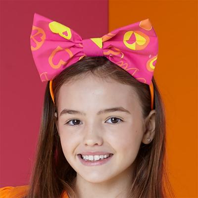 Picture of  A Dee Mina Love Hearts AOP Print Big Bow Headband - Hot Pink