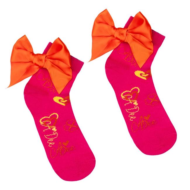 Picture of A Dee Margerie Love Hearts  Print Ankle Sock - Hot Pink
