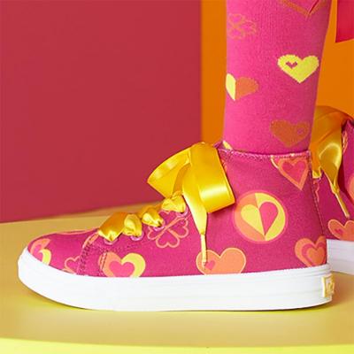 Picture of A Dee Jazzy Love Hearts High Top Canvas Trainers - Hot Pink