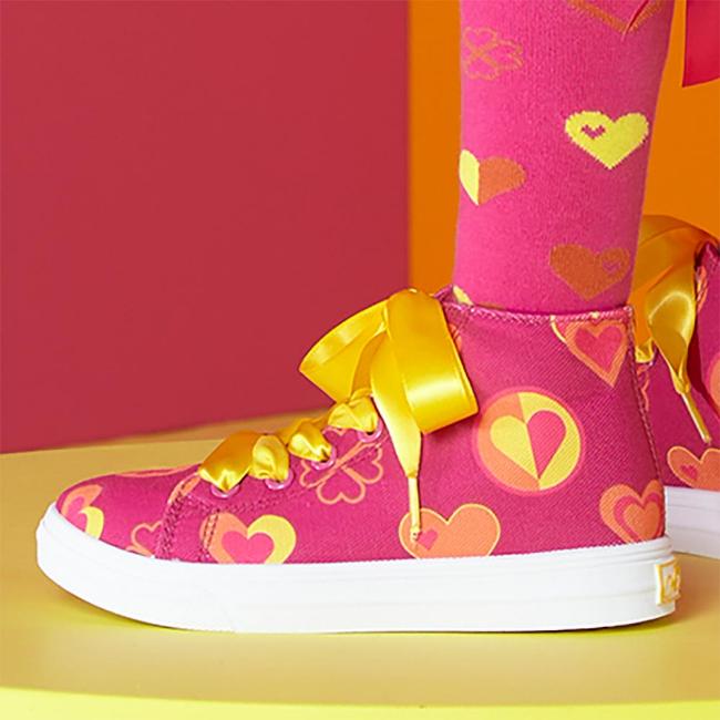 Picture of A Dee Jazzy Love Hearts High Top Canvas Trainers - Hot Pink