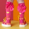 Picture of A Dee Jazzy Love Hearts High Top Canvas Trainers - Hot Pink