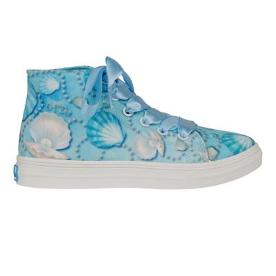 Picture of A Dee Jazzy Ocean Pearl High Top Canvas Trainers - Aruba Blue