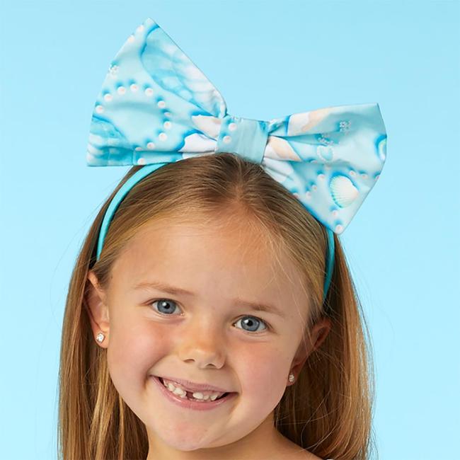 Picture of A Dee Orianna Ocean Pearl  AOP Print Big Bow Headband - Aruba Blue