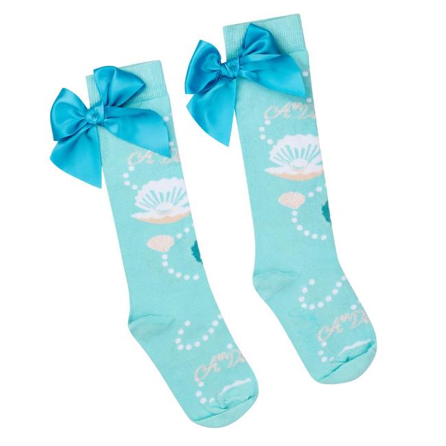 Picture of A Dee Oceana Ocean Pearl  Print Knee Sock - Aruba Blue