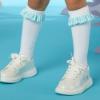 Picture of A Dee Orlena Ocean Pearl Stripe Frill Knee Sock - Bright White
