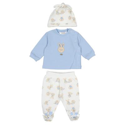 Picture of Mayoral Newborn Boys Bunny 3 Piece Trouser Set - Blue