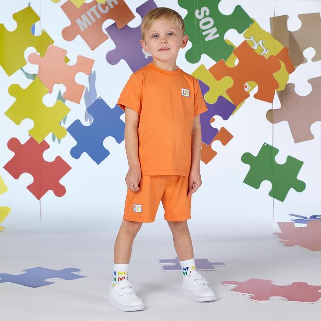 Picture of Mitch & Son Primary Puzzles Vasco Poly Logo Shorts Set - Bright Orange