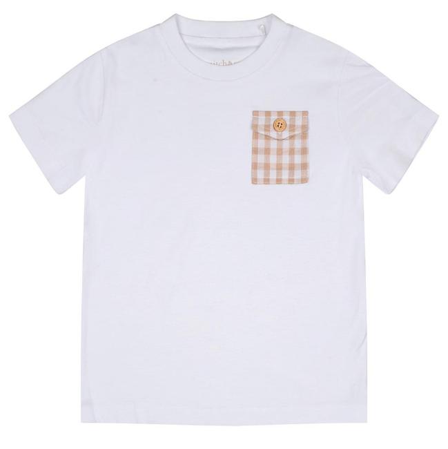Picture of Mitch & Son Sandy Shores Troy Gingham Pocket T-shirt - Bright White