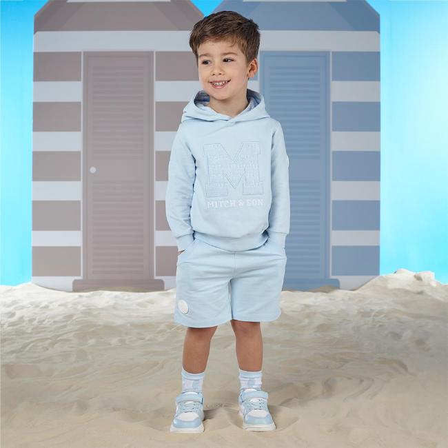 Picture of Mitch & Son Sandy Shores Tommy Hooded Sweat Short Set - Sky Blue 