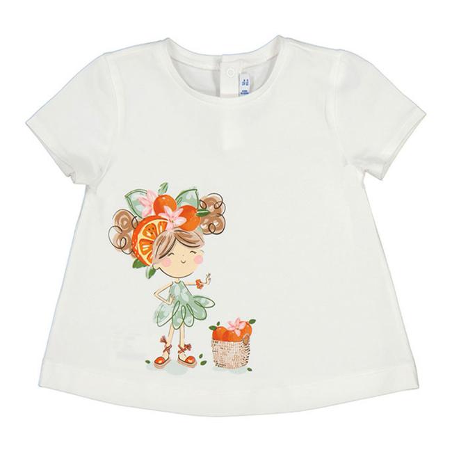 Picture of Mayoral Toddler Girls Oranges & Girl T-shirt - Cream