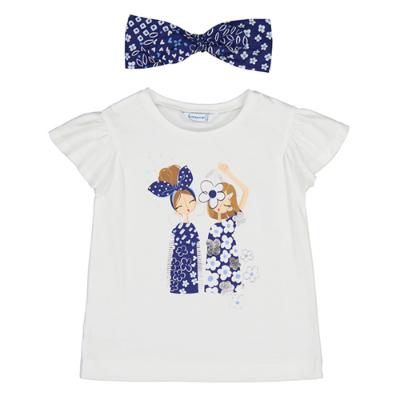 Picture of Mayoral Mini Girls Floral Girls T-shirt & Headband Set - White
