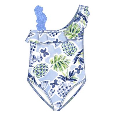 Picture of Mayoral Mini Girls Pineapple & Palm Swimsuit - Blue
