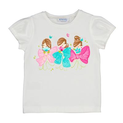 Picture of Mayoral Mini Girls Sequin Bow T-shirt - White Turquoise