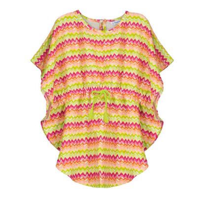 Picture of Mayoral Mini Girls Chevron Beach Cover Up - Fuchsia Pink