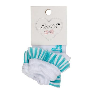 Picture of Little A Kristie Little Fish Stripe Seersucker Ankle Socks - Bright White
