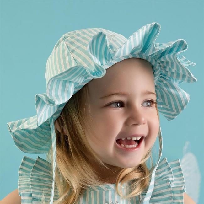 Picture of Little A Kandy Little Fish Stripe Seersucker Sunhat - Aruba Blue