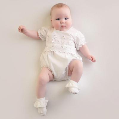 Picture of Little A Joly Pastel Hearts Broderie Anglais Romper - Bright White