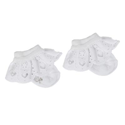 Picture of Little A Jo Pastel Hearts Broderie Anglais Ankle Socks - Bright White