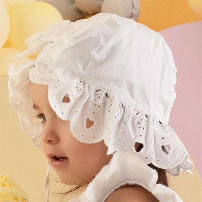 Picture of Little A Jen Pastel Hearts Broderie Anglaise Sunhat - Bright White