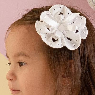 Picture of Little A Joules Pastel Hearts Broderie Anglaise Rosette Hairclip - Bright White