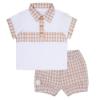 Picture of Mitch & Son Mini Samuel Gingham Trim Polo Set - Bright White 