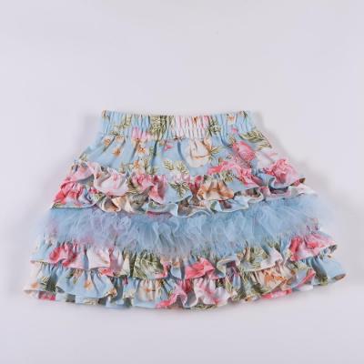 Picture of Daga Girls Find Roses In The Garden Skirt Set - Pink Blue 
