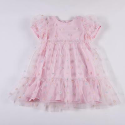 Picture of   Daga Girls Tulle Madness Puff Sleeve Tulle & Jersey Dress - Pink