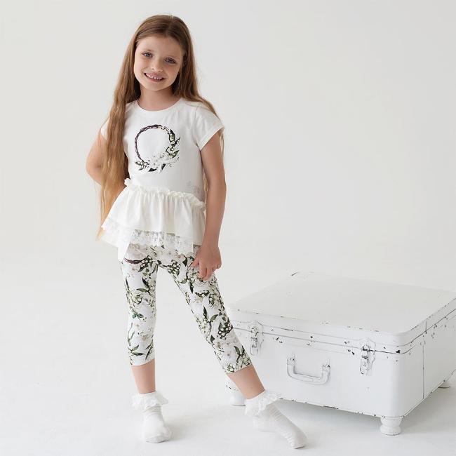 Picture of Daga Girls Lily Of The Valley Print Legging Set - White 