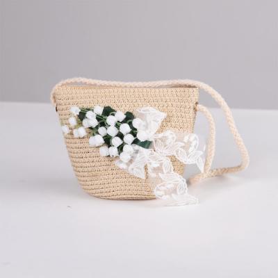 Picture of Daga Girls Lily Of The Valley Small Basket Bag - White