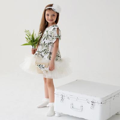 Picture of Daga Girls Lily Of The Valley Small Basket Bag - White