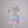 Picture of Daga Girls Swan Lake Print Tulle Hem Dress - Blue Pink