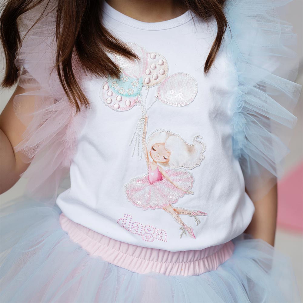 Daga Girls Swan Lake Tulle Skirt Tulle Top Set Blue Pink