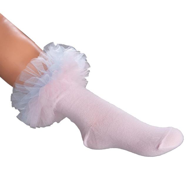 Picture of Daga Girls Swan Lake Tulle Ankle Socks - Pink Blue