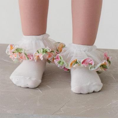 Picture of  Daga Girls Heralds Of Summer Tulips Tulle Ankle Socks - White