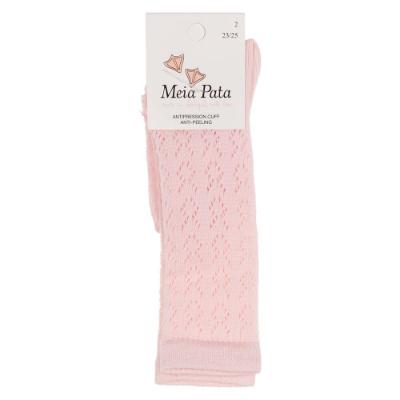 Picture of Meia Pata Girls Knee High Fish Knit Socks - Baby Pink